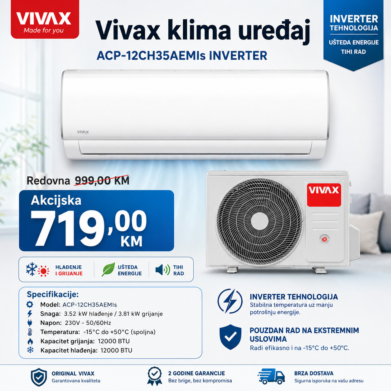 KLIMA UREĐAJ 12 18 INVERTER RASPRODAJA — fotografija 1