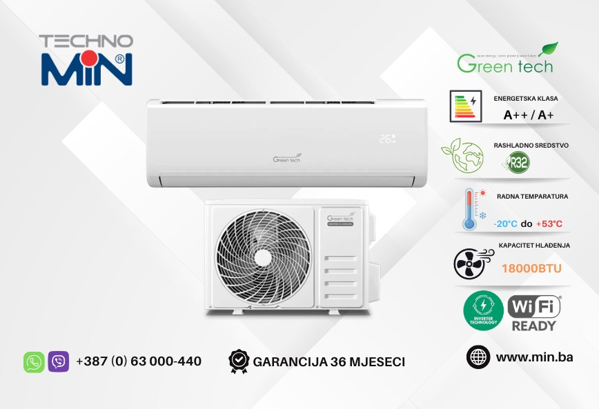 GREEN TECH 18-IND2-WIFI klima uređaj 18000BTU 5.1kW, WiFi, bijela — fotografija 1