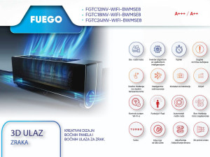 Fuego 18-ka A+++ INVERTER FGTC18INV-BWMSE8 do -25 crna 2 grijača — fotografija 1