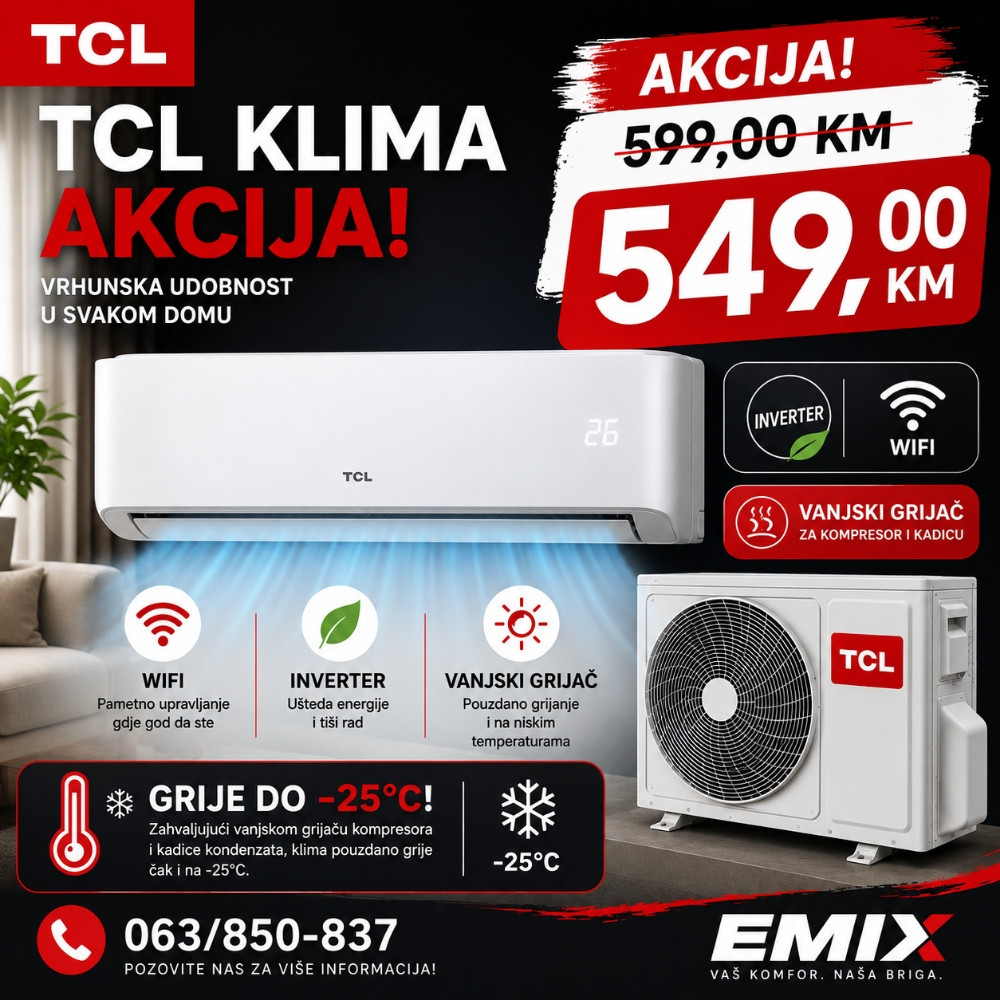 TCL KLIMA UREĐAJ TAC-12CHSD/XA73IFSH WI-FI(G) SA GRIJAČEM — fotografija 1