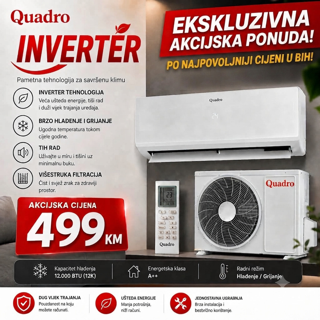 KLIMA UREDJAJ QUADRO 12-KA INVERTER, AKCIJA — fotografija 1