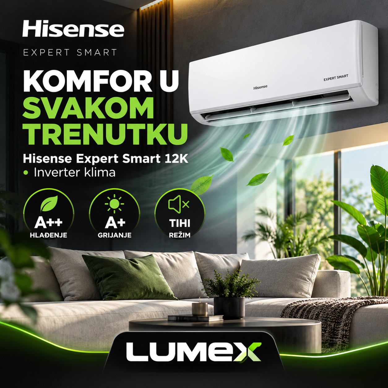 (BESPLATNA DOSTAVA) Hisense inverter klima ExpertSmart 12K - CF35 — fotografija 1