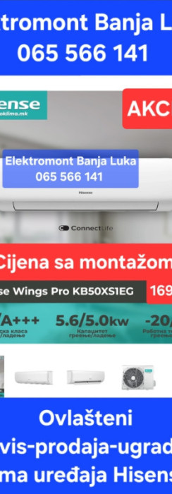 Klima 18 inverter Hisense KB50 -22C grijac sa ugradnjom 1699KM — fotografija 1