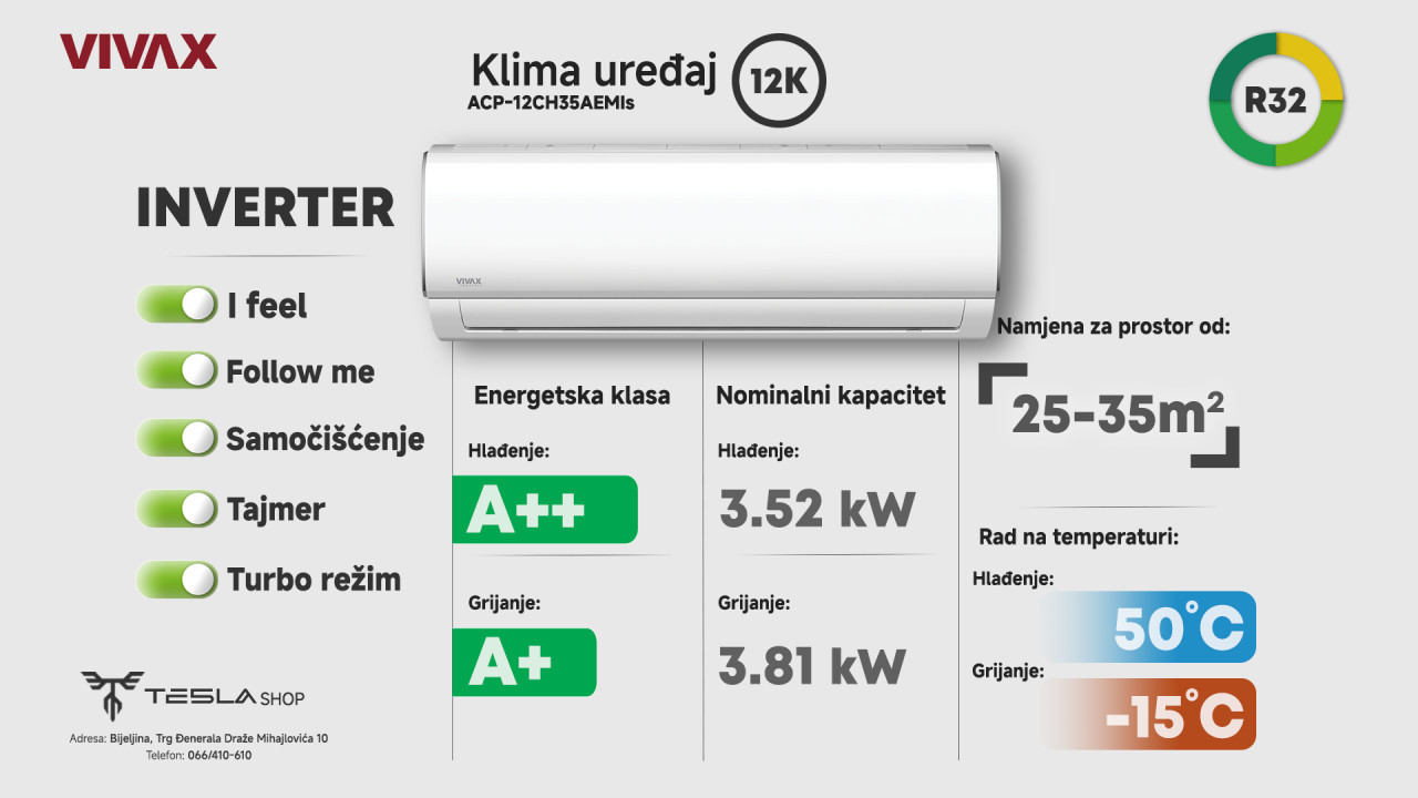 Vivax M Design 12ka Inverter Klima WiFi Ready 12 ACP-12CH35AEMIs — fotografija 1
