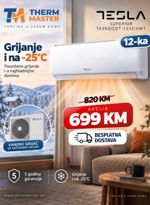 TESLA Klima Inverter Superior TA36QQDT-1232IAWT -25 wi fi — fotografija 1