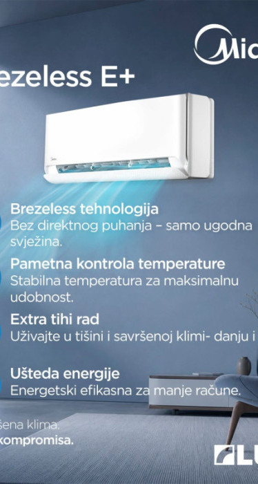 Midea 12-ka A++ INVERTER Breezeless E+ dva grijača -20 + DOSTAVA — fotografija 1