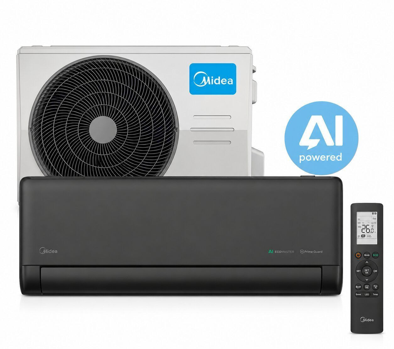 Midea 12-ka A+++ INVERTER Solstice AI do -25 dva grijača CRNA 12k — fotografija 1