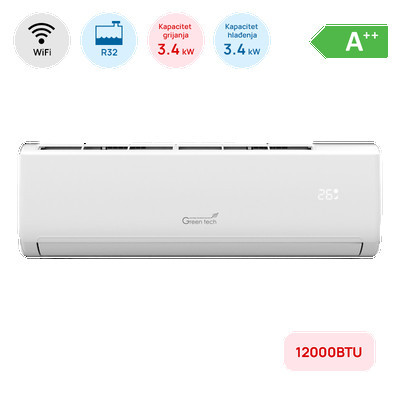 Klima Green Tech 12000BTU, 3.4kW, A++, R32, s grijačem, WiFi, — fotografija 1
