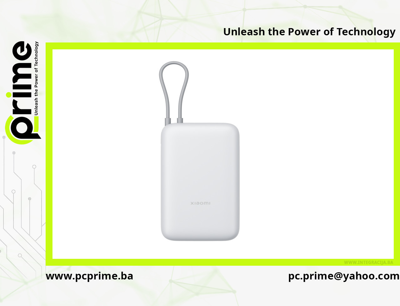 Xiaomi powerbank 20000 mAh 18W integrisani kabl, bež — fotografija 1
