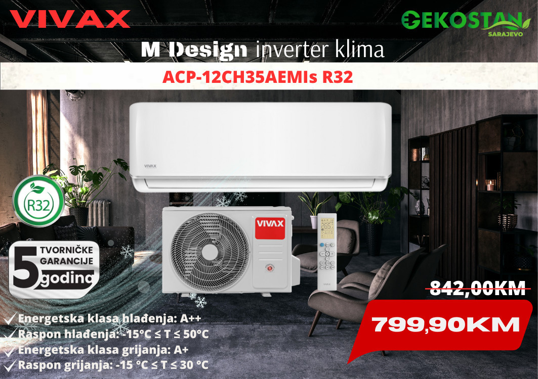 Klima uređaj inv. VIVAX M Design  12-ka 3,5/3,8kW R32 — fotografija 1