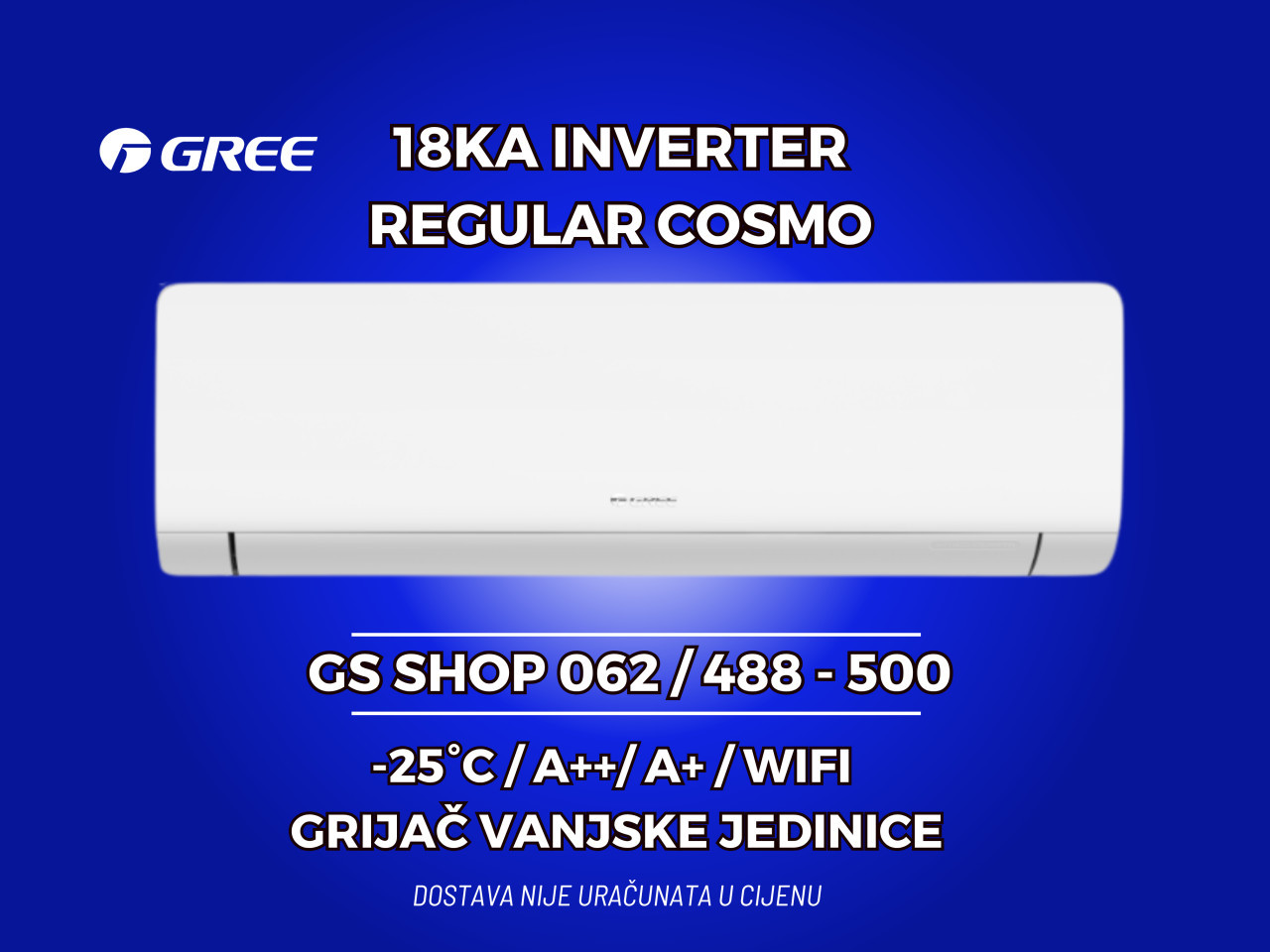 Klima GREE 18KA INVERTER Regular Cosmo -25 GRIJAČ VANJSKE — fotografija 1