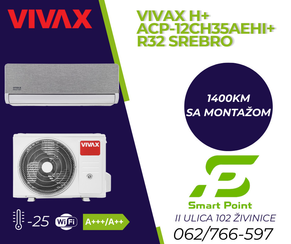 VIVAX H+ dizajn klima uređaja ACP-12CH35AEHI+ R32 -25 sa montažom — fotografija 1