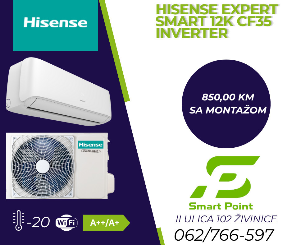 Hisense 12-ka Expert Smart klima INVERTER -20 CF35 sa montažom — fotografija 1