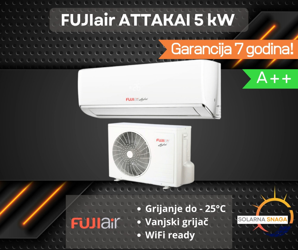 Inverter klima FujiAir Attakai 5 kW A+++, -35C — fotografija 1