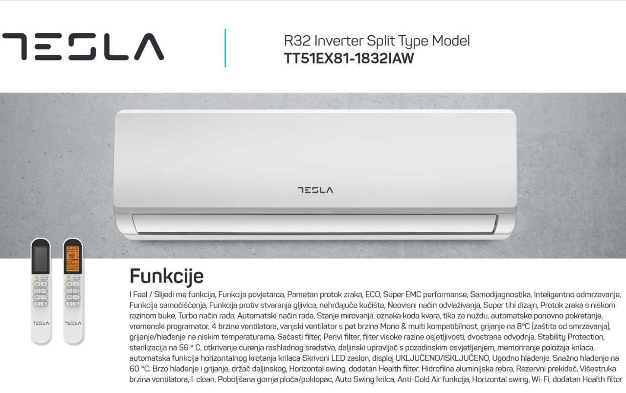 KLIMA TESLA TT51EX81-1832IAW 18ka -20 WiFi — fotografija 1