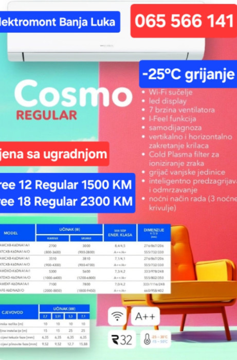 AKCIJA klima Gree COSMO REGULAR -25C NOVI MODEL sa ugradnjom — fotografija 1