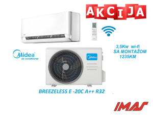 KLIMA MIDEA INVERTER BREEZELESS E -20C A++3,5KW SA MONTAŽOM — fotografija 1