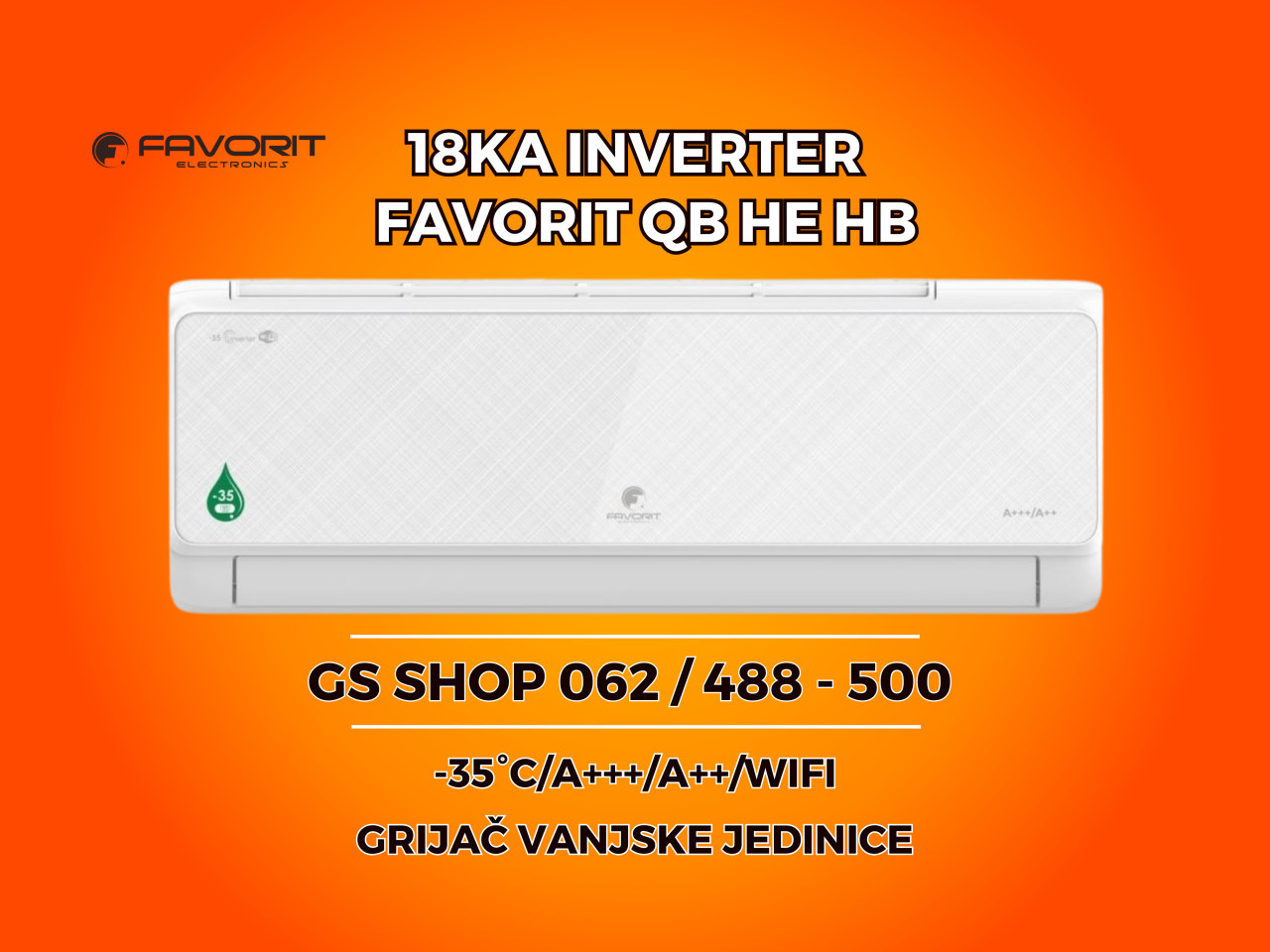 Klima FAVORIT 18KA INVERTER -35 / A+++ / GRIJAČ VANJSKE — fotografija 1