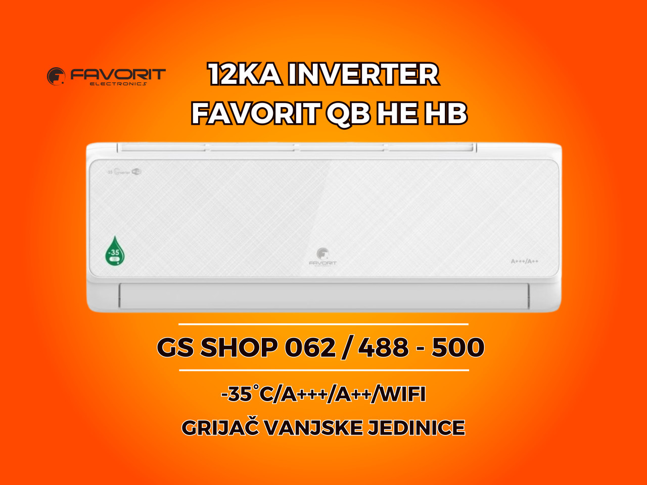 Klima FAVORIT 12KA INVERTER -35 / A+++ / GRIJAČ — fotografija 1