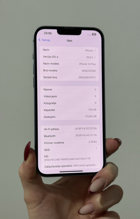 IPHONE 14 PLUS 128GB 83% BATERIJA KAO NOVO — fotografija 1